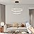 LED Modern Pendant Chandelier, 2 Ring Circular Black Ceiling Pendant Light Fixture, Dimmable 3000K-6500K, Adjustable Flush Mount Hanging Lights for Dining Room, Kitchen Island, Living Room, Office