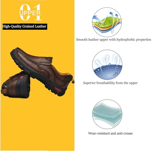 Venshine Mens Walking Shoes Leather Lightweight Breathable Casual Slip On Loafers4