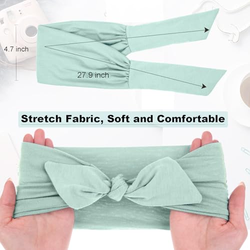 Image of 4 Pieces Adjustable Knotted Headbands for Women - Wide Boho Extra Large Turban Hairband Hair Twisted Knot Accessories for Workout Yoga Running
