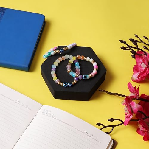 Image of ambitieux 350+ Glossy Round Beads for Bracelet Making - DIY Jewelry Craft Kit with 12 Vibrant Colors & Elastic Thread - Make Up to 16 Bracelets for Adults & Kids (Half Color)