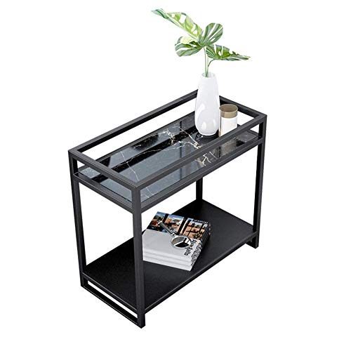 Table basse ronde en marbre noir double couche pour salon cosy
