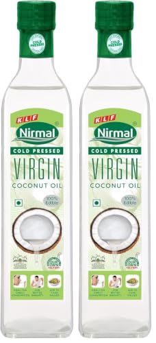 Image of KLF Nirmal Cold Pressed Virgin Coconut Oil | 500 ml | Glass Bottle | Great for Cooking & Personal Care (Pack of 2)