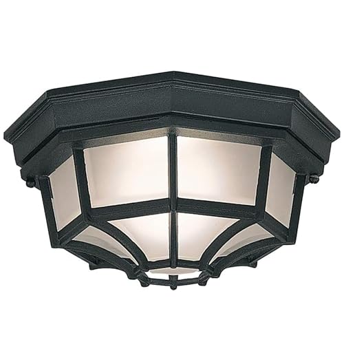 Designers Fountain 2067-BK Builder Cast Outdoor Flush Mount Ceiling Light, 10.5 in W, Black