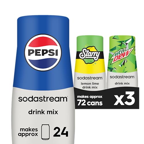 SodaStream Pepsi, Starry & MTN Dew, Regular, 440ml, (Pack of 3)