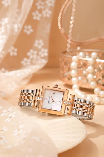 Image of Daniel Hechter Paris Cambon Collection Luxury Watch for Women with Square Dial, Crystal Accents and Stainless Steel Strap