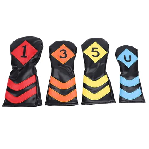 4PCSヘッドカバー、PUレザーカバー、トレーニングと練習用の4つの異なるサイズの ウッドヘッドカバー