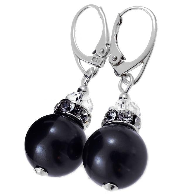 Boucles d'oreilles argent 925 anti-allergie Arande perles et cristaux