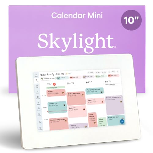 Skylight Calendar Mini 10-Inch Digital Calendar Touchscreen Display for Shared Scheduling Interactive Planner for Chores Lists and Reminders White