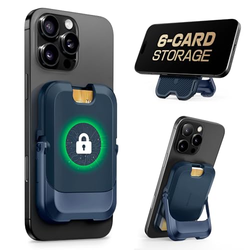 SUPCASE for MagSafe Wallet with Stand, Magnetic Wallet for Men Women, [Hold 6 Cards] [RFID Blocking] [Strong Magnetic Lock] Phone Stand Card Holder for iPhone 17/16/15/14/13/12 Series, Midni