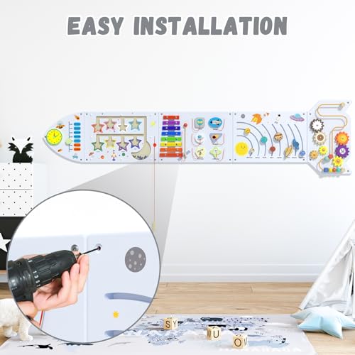 Image of Spacocld Rocket Activity Wall Busy Board Panels - Sensory Wall Panel for Kids, Montessori Toddler Wall Activity Board(5PCS)