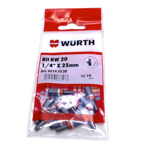 Würth 10x RW 20 1/4 Zoll x 25mm Bits RW 20 Antrieb geeignet für Würth ASSY Schrauben 06147020 (10x RW20 Bit)