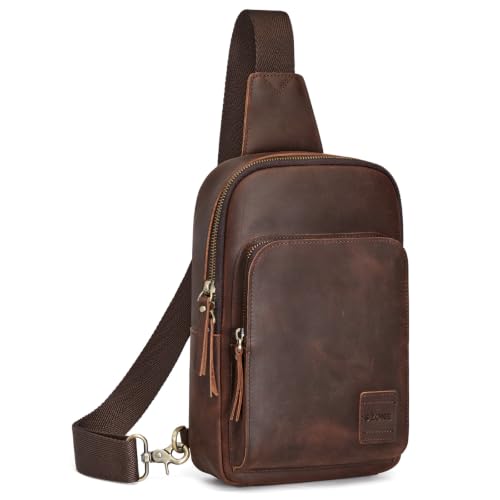 S-ZONE Genuine Leather Sling Bag Unisex