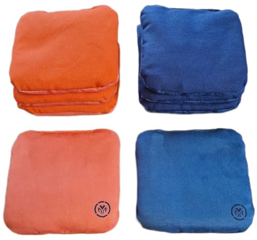 MOTTEC Premium Duo Cornhole Bags – 8er Set - Doppelseitig - Turnierqualität - Outdoor Wurfspiel (NavyBlue & Orange)