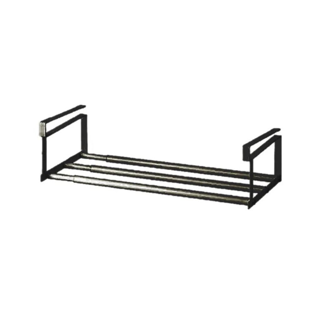 1 étagère à chaussures rétractable multifonction à suspendre avec séparation simple, plateau à chaussures noir et étagères de classe pour des solutions de placard organisées