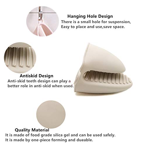 Image of Oven Glove Thicken Silicone Pot Holder Mini Oven Mitt Heat Resistant Pinch Covers for Baking, Cooking, Bbq Grilling (Apricot)