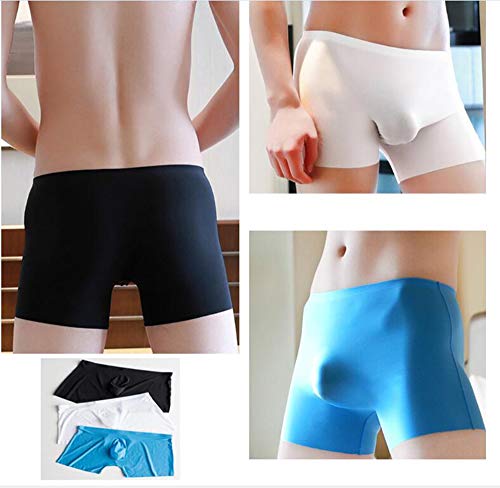 Men's Silky Underwear Sexy Seamless Stretchable Boxer Briefs Breathable Ice Silk Boxer Bikinis (3 PCS)3