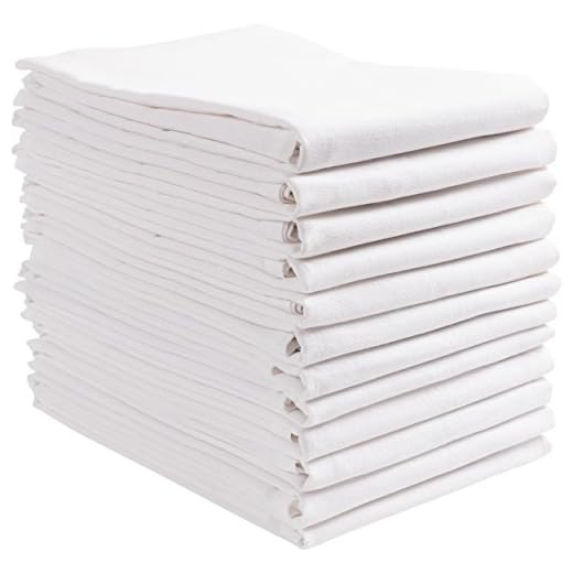 KAF Home Set of 12 White Flat Flour Sack Embroidery/Craft Kitchen Towels, 100-Percent Cotton, Lightweight, Thin, Absorbent, Extra Soft (20 x 30-Inches) (White)