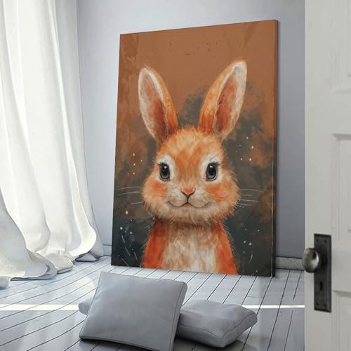 Toile lapin auburn 30x45cm POLIUAWS tableau coloré moderne salon