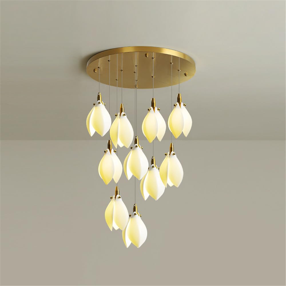 KXEcoLife Contemporary Duplex Building Pendent Lamp LED Fashion Creativity Living Room Restaurant Bedroom Villa Hotel Rotate Staircase Chandelier (A A 10 Lights)