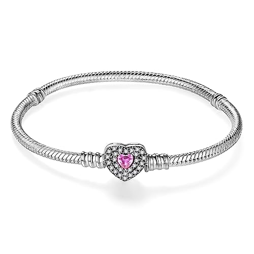 HappyStar 925 Sterling Silver Charm Bracelet for Pandora Charms, Snake Chain Bracelet Gift for...