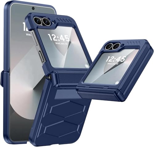 Image of Midkart Hinge Protection Cover Compatible with Samsung Galaxy Z Flip 6 / Z Flip 7 FE with Built-in Screen Protection Armor Case Shockproof, Blue