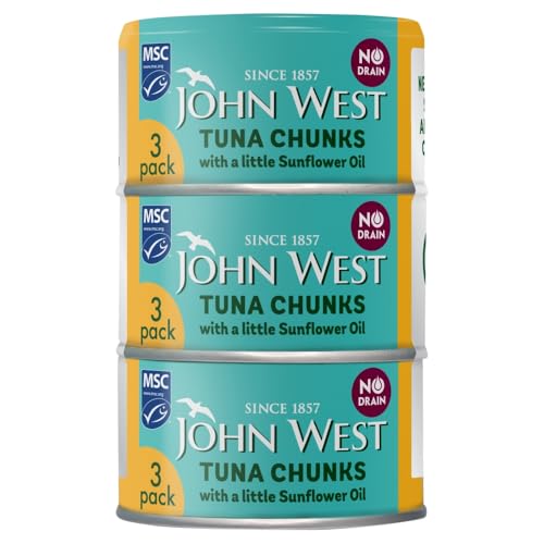 John West No Drain Tuna Chunks in Sunflower Oil 3 x 100g