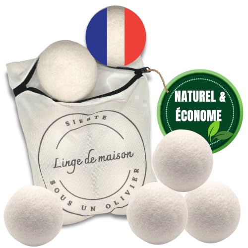 Boules De Sechage x6, Boules seche linge XL en Laine avec un filet de Lavage inclus. Balles sèche linge. Réduit le Temps de Sechage, alternative au...