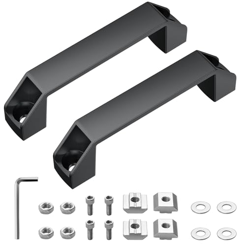 JiGiU Bügelgriff, 2 Stück Handgriff aus Aluminiumlegierung mit T-Mutter, Schrauben, Unterlegscheibe, Schraubenschlüssel, Haltegriff für Eu-Standard 30 Serie Aluminiumprofil (Bohrlocherabstand: 120mm)