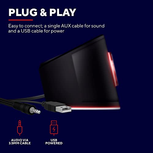 Trust Gaming GXT 619 Thorne RGB Illuminated Soundbar, PC Speakers, 12W Peak Power, 3.5 mm Jack, USB Powered Soundbar, Stereo Sound System for PC, Desktop, Laptop, Computer - Black - Image 6