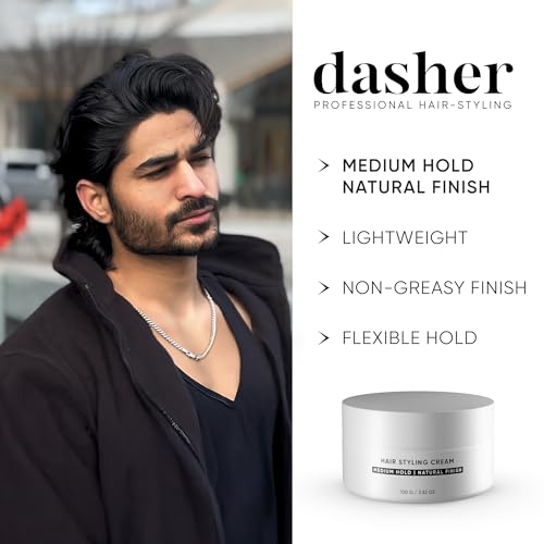 Image of Dasher Sea Salt Spray (100ml) & Hair Styling Cream (100g), Lightweight Cream, Medium Hold Puck, Water-Based, Volumizes & Texturizes Hair, With Bhringraj & Vitamin E