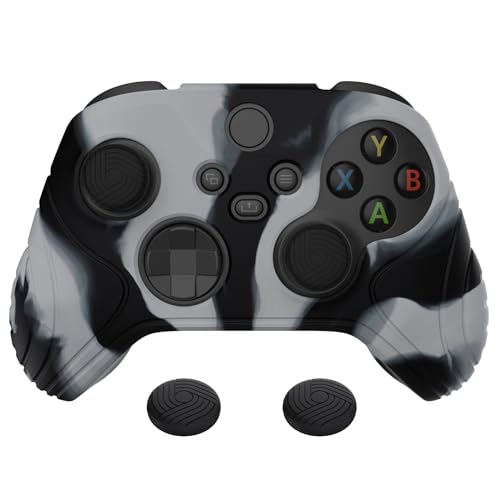 eXtremeRate PlayVital Samurai Edition Anti-Slip Controller Grip Silicone Skin for Xbox Core Controller, Ergonomic Protective Case Cover for Xbox Series S/X w/Thumb Grips - New Hope Gray &amp; Black