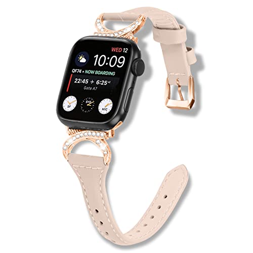 Bracelet cuir Apple Watch résout montre lourde look fin abricot