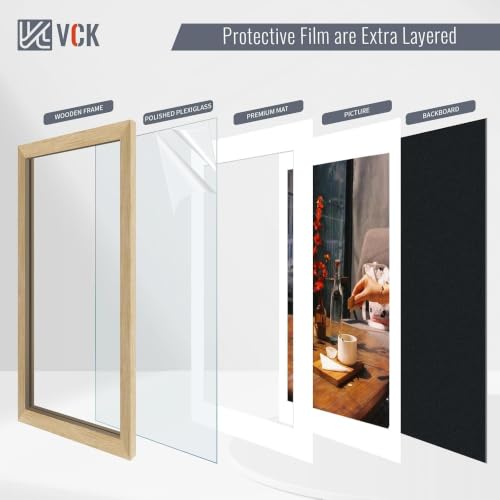 Image of VCK 18x24 Poster Frame 5 Pack, Oak Wood, 16x20 Mat, for Wall Art