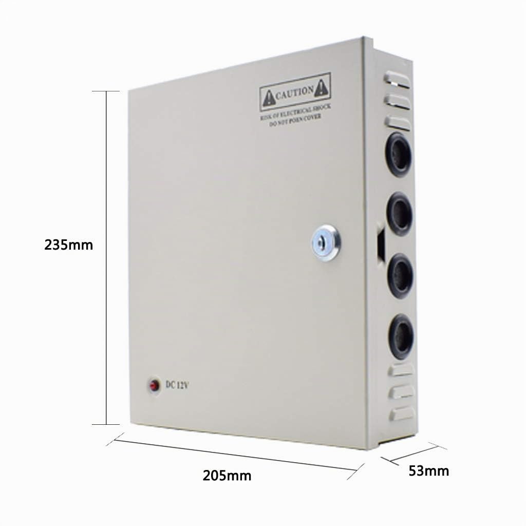 Fuente de Alimentación 12V 10A 9 Canales, Caja de Distribución CCTV para Cámaras de Seguridad, Protección contra Sobrecarga, Montaje en Pared, para Sistemas de Vigilancia y LED