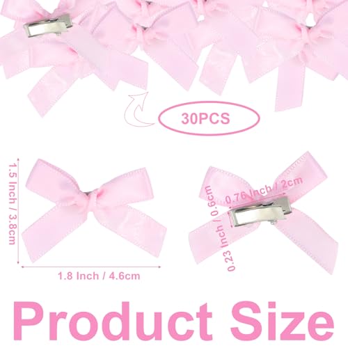 30 Pack Mini Lazos Rosados para Cabello para Mujeres, Niñas y Adolescentes | Dulces Clips de Cabello con Lazo, Acentos de Cinta, 1.8x1.5 pulgadas, Estilo Dopamina, Uso Diario y para Fiestas miniatura 3