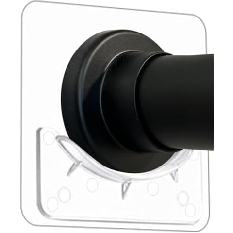 Modtek NEW! Very High Bond-Adhesive Backed Shower Curtain Rod Hanger | Invisible Wall Mount Holder| Drilling Not Required | 2 Pack (Shower Curtain Rod Not Included) Cover