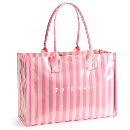 Image of KALIDI PVC Tote Bag Women's Kraft Paper Work Handbags Purses with Top Handle