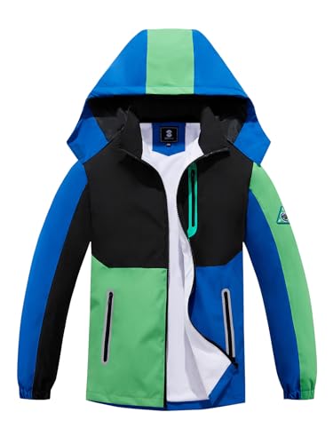 Image of SaphiRose Kids Waterproof Rain Jacket Mesh Lined with Removable Hood | Lightweight rain coat, windproof, breathable, school, camping, travel, outdoor play, boys and girls
