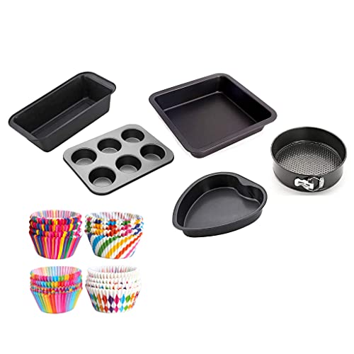 Kitch&Cook™ Nonstick Cake Baking Moulds & Tins for Microwave Oven and OTG | Round | Square | Heart | Beard loaf pan | 6 Slot Muffin with 60 Paper Cup