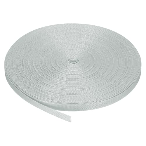 MECCANIXITY Nylon Webbing Strap Flat 3/8 Inch 50 Yards Light Grey for Outdoor DIY Gear Repair, Backpack, Luggage-Rack, Crafts