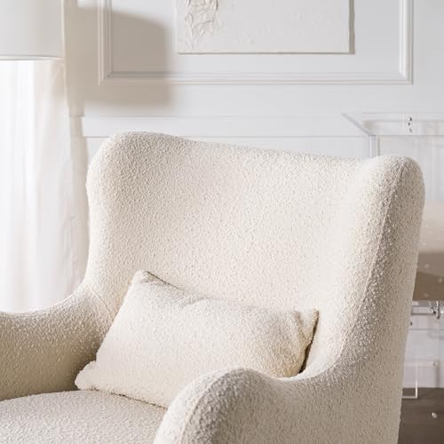 Image of Nursery Works Solstice Swivel Glider in Ivory Boucle with Ivory Wood Base, Greenguard Gold Certified and CertiPUR-US Certified