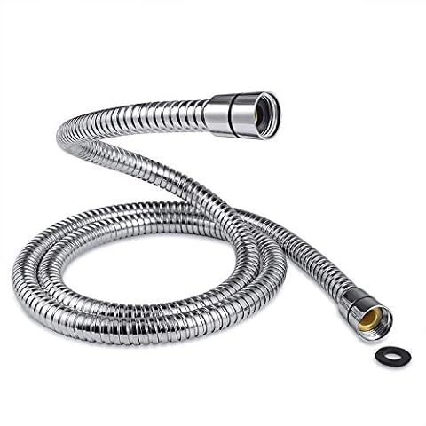 Shower Hose 1.75m - SAMODRA 10mm Large Bore Stainless Steel Shower Hose Replacement Leakproof & Anti-Kink, Chrome Cover
