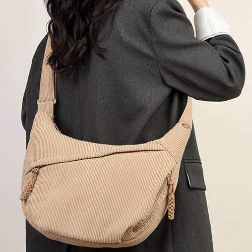 Corduroy Tote Bag Soft Slouchy Corduroy Hobo Bag Soft Shoulder Purse Casual Crossbody Bag with Zipper Pockets for Women 20252