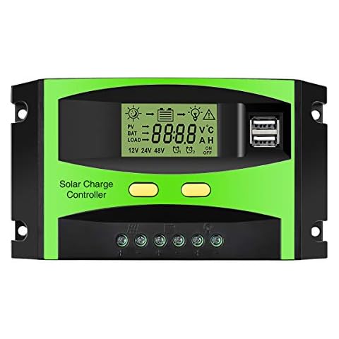 MOHOO Solar Charge Controller 30A 12V-24V Solar Panel Regulator Charge Controller LCD Display Solar Controller With USB for Home Industry Commercial Boat Car etc Cover