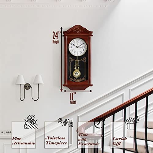 Clockswise QI004145.L.BN Vintage Grandfather Wood - Looking Plastic Antique Pendulum Wall Clock thumb #1