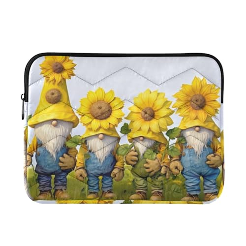 Funda impermeable para portátil 13-14 pulgadas Gnomos con girasoles