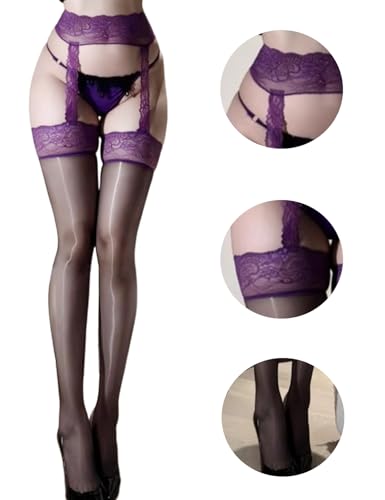 Horse Oil Stockings Lace Printing Suspenders Pantyhose Thigh Light Leggings Thin High Waist Sexy Lady Sheer Tights2