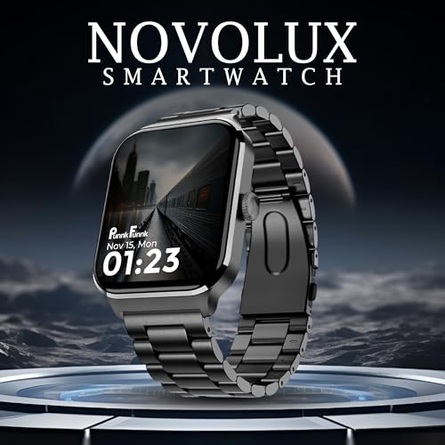Image of PunnkFunnk NovoLux HD Display Smartwatch for Men & Women Answer /Make Calls, Heart Rate Monitor, 113+ Sports Modes, Step Counter, IP68 Waterproof, Compatible with Android & iOS(Metal Black)