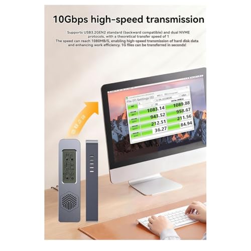 Case para disco M.2 NVME SSD con detección de salud digital miniatura 4