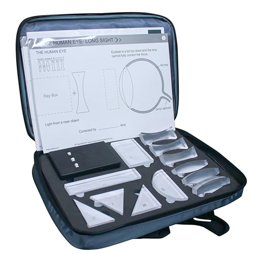 Image of Light and Optics Class Demo Kit - Experience The Concepts of Lenses | 12 Acrylic Lenses, Ray Box with 3 Beam of Light in 2 Colours - Green and White, Practice Sheets | Physics for Class 9-12